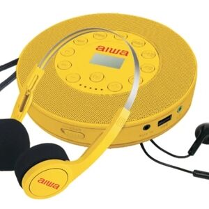Yellow Portable CD Player with Headphones